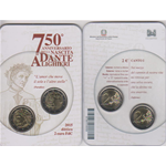 Italia 2 € + 2€ Dittico 750° Aniversario nascita di Dante Alighieri Coincard 2015 CN Fdc